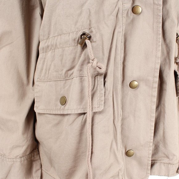 Grey Jersey Hooded Military Utility Jacket Khaki - Picture 5 of 7